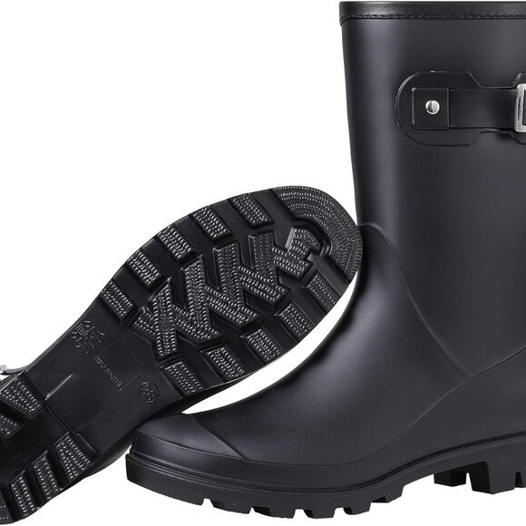 Women's Waterproof Mid Calf Rain Boots Garden Shoes Slip-Resistant - Picture 5 of 6